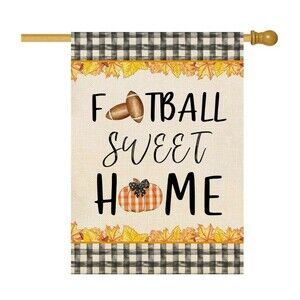 Big Football Fall Burlap Double Sided Banner Flag 28x40" Holidays Gift Party